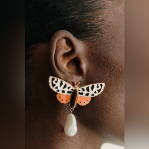 Zara Butterfly Pearl Statement Earrings